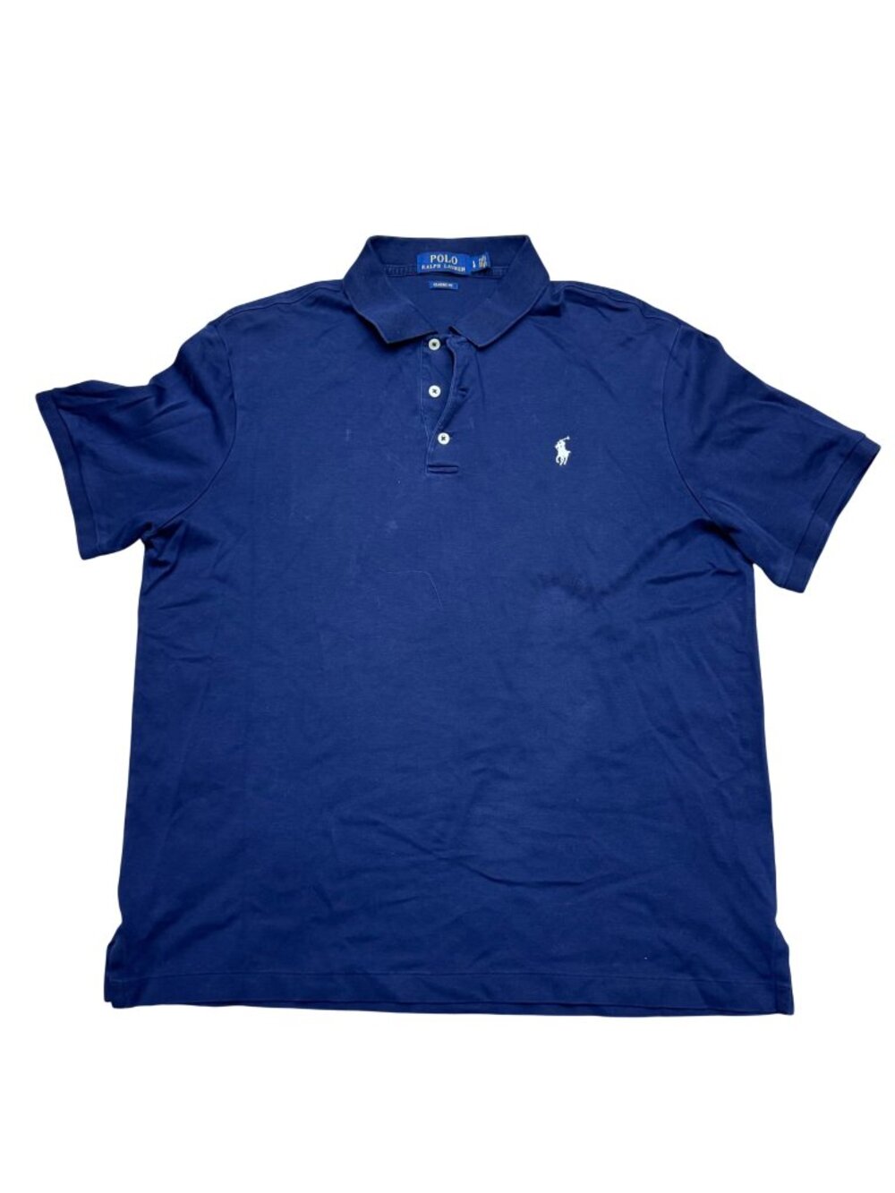 Polo Ralph Lauren Mens Classic Fit Navy Blue Polo Shirt Sz L Casual Smart Cotton